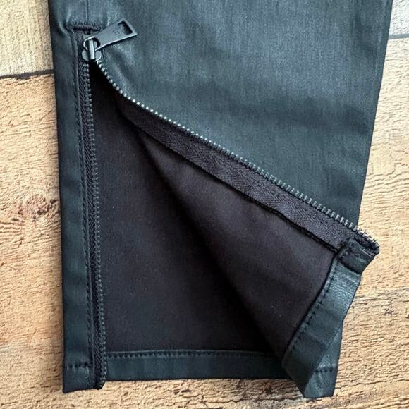 Ted Baker Women’s Black Coated Skinny Pants Sz 30 X 29 Zip Hem Faux Leather Look - Picture 6 of 10